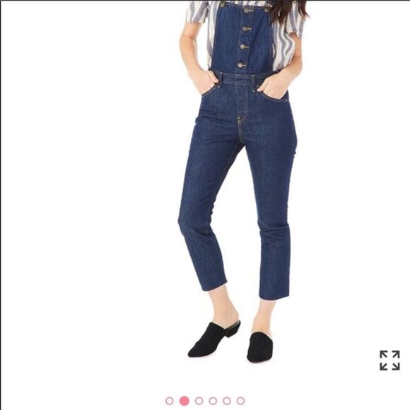 LEVI'S  Orange Tab Overalls Jumpsuit Sz 25 Blue Raw Fringe Hem - Picture 6 of 15